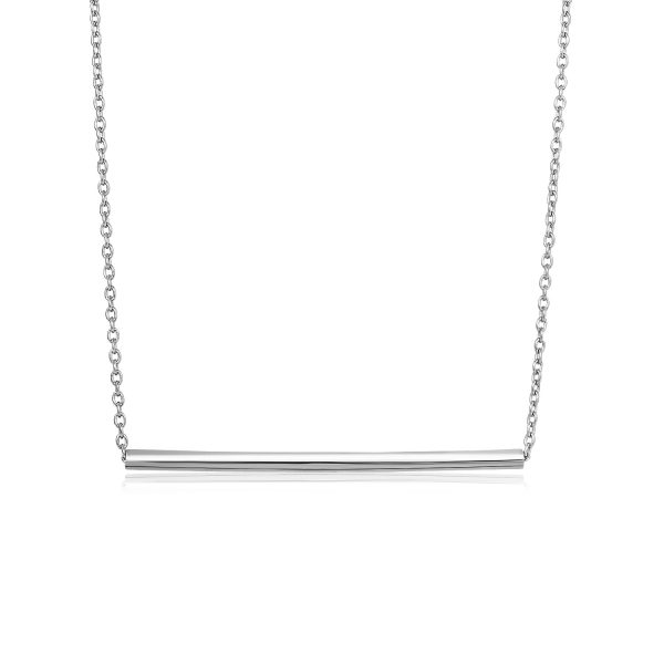 Sterling Silver Polished Straight Bar Necklace