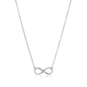 Sterling Silver Petite Infinity Symbol Necklace with Cubic Zirconias