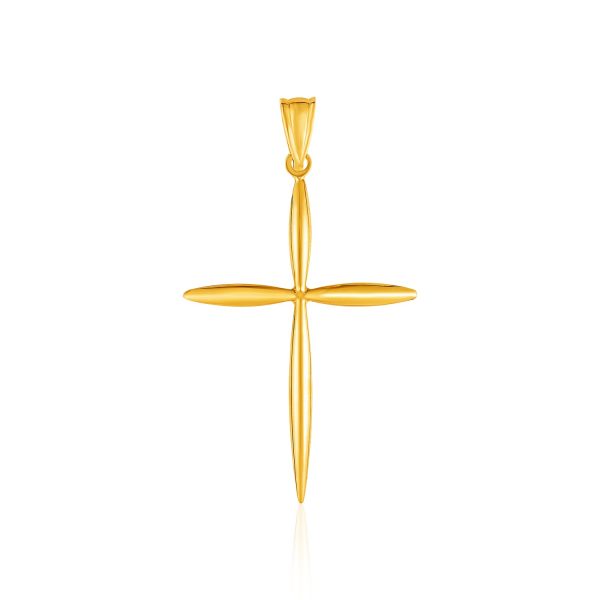 14k Yellow Gold Rounded and Pointed Cross Pendant