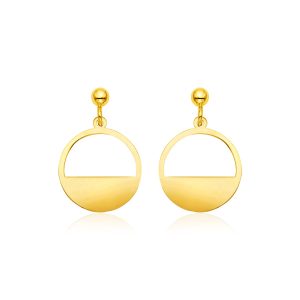 14k Yellow Gold Half Open Circle Earrings