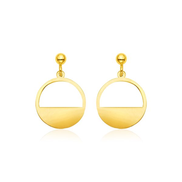 14k Yellow Gold Half Open Circle Earrings