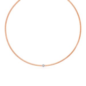 14k Two Tone Gold Necklace with Brushed Texture and Diamonds