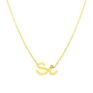 14K Yellow Gold Si Necklace with Diamond