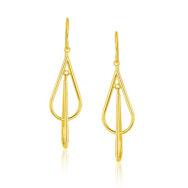 14k Yellow Gold Teardrop Interlaced Dangling Earrings