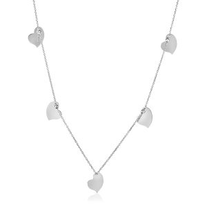 Sterling Silver 24 inch Necklace with Polished Heart Dangles