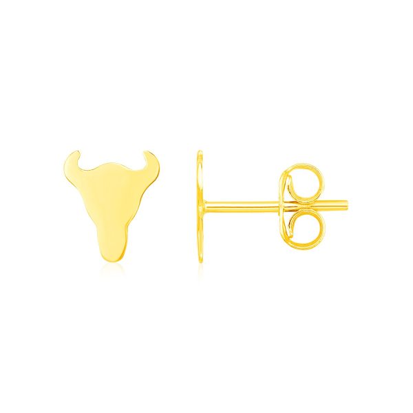 14K Yellow Gold Longhorn Earrings