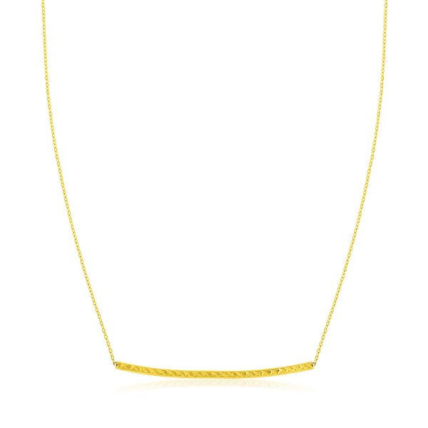 14k Yellow Gold Thin Textured Bar Necklace