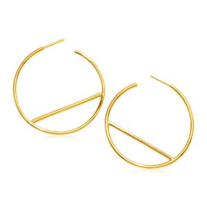 14k Yellow Gold Hoop Earrings with Bar Details