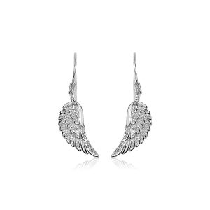 Sterling Silver Textured Angel Wing Earrings