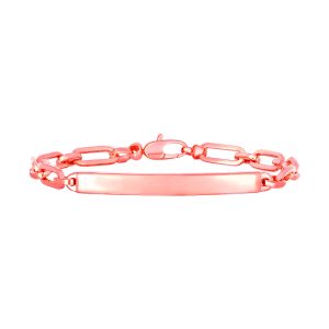 14K Rose Gold Paperclip Chain ID Bracelet