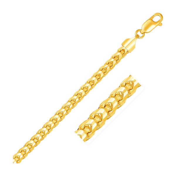 5.0mm 14k Yellow Gold Solid Diamond Cut Round Franco Chain