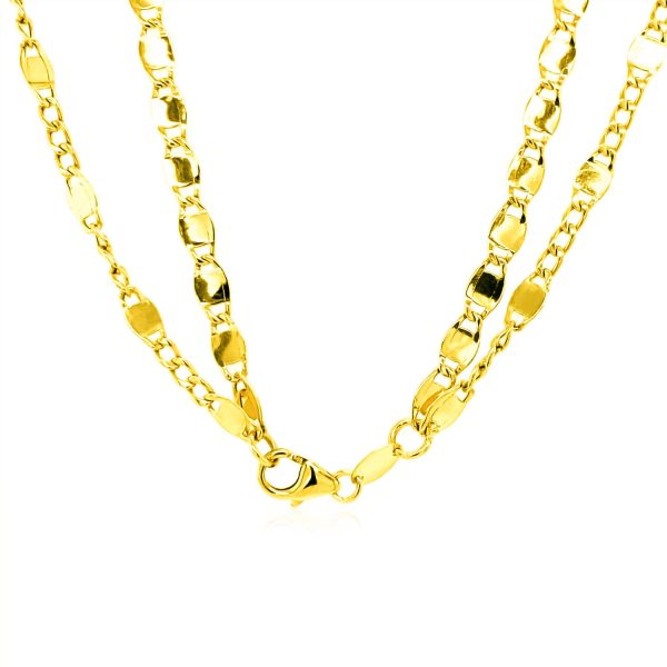 14K Yellow Gold Two Strand Necklace with Polished Oval Links