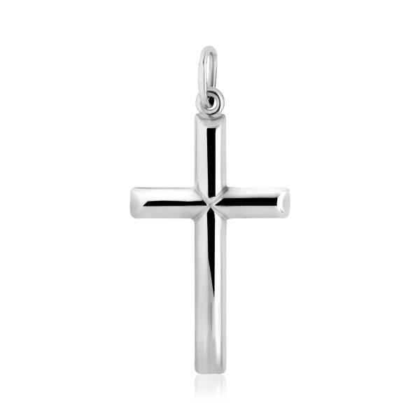 Sterling Silver Polished Bar Cross Pendant