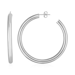 14k White Gold Polished Hoop Earrings