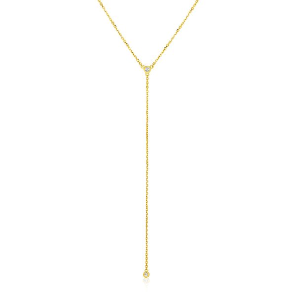 14k Yellow Gold 20 inch Lariat Necklace with Diamonds