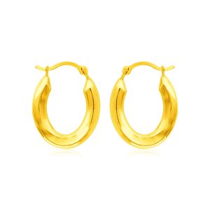 14k Yellow Gold Polished Oval Hoop Earrings