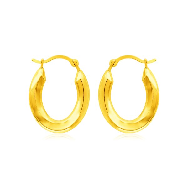 14k Yellow Gold Polished Oval Hoop Earrings