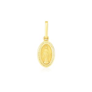 14k Yellow Gold Oval Religious Medal Pendant