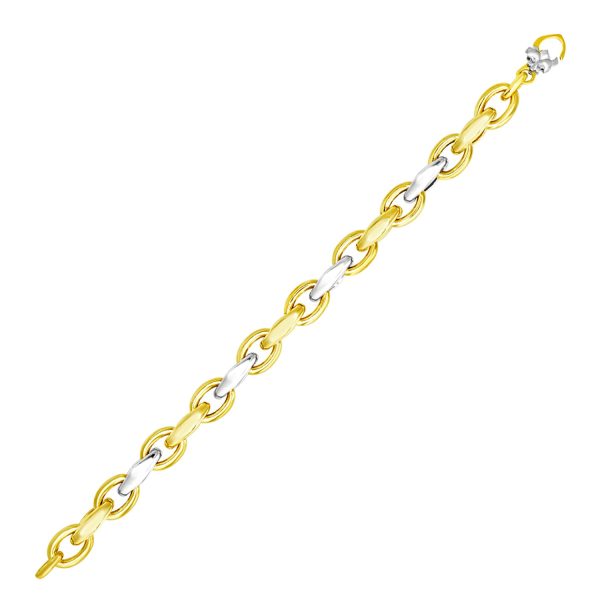 14k Two-Tone Gold Oval and Graduated Link Bracelet