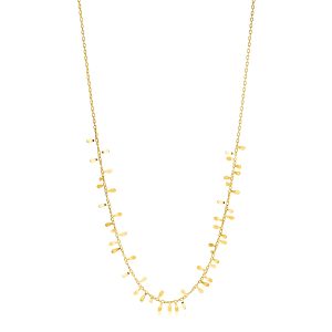 14K Yellow Gold Necklace with Polished Leaf Motifs