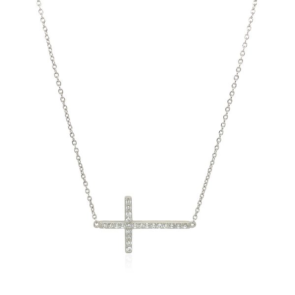 Sterling Silver Cross Bracelet with Cubic Zirconias