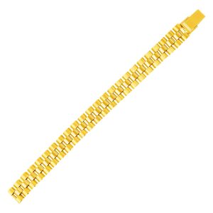 14k Yellow Gold Mens Panther Link Bracelet